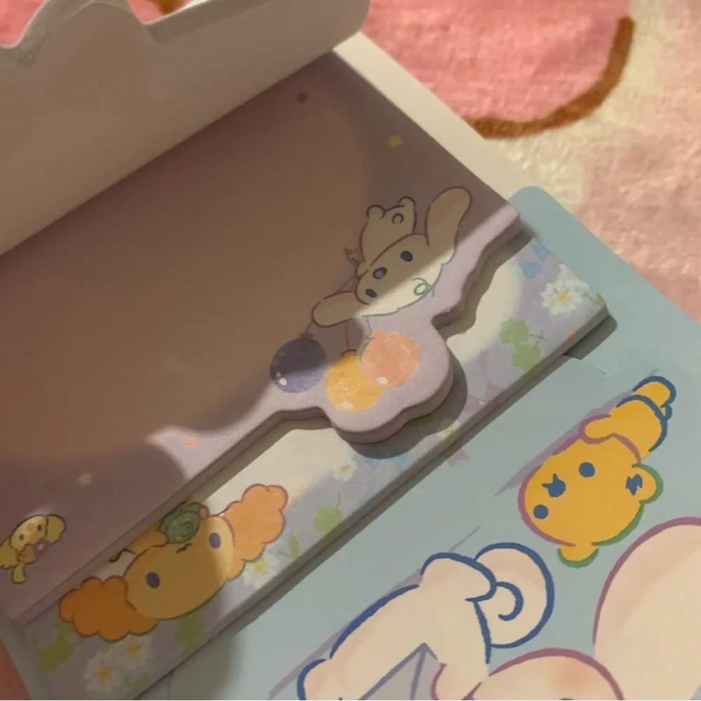 Baby Blue Cinnamoroll 4 Style Sticky Note Memo Slips with Built-in Holder